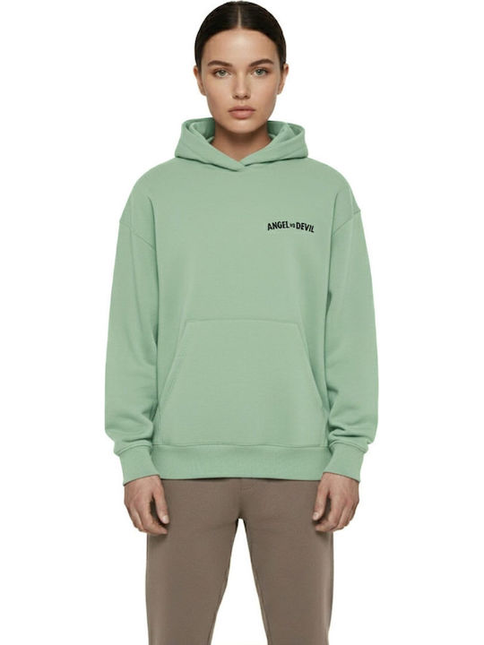 Φούτερ με Κουκούλα Light Green