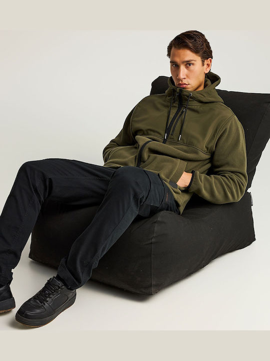 Ανδρική Ζακέτα Fleece με Κουκούλα Πράσινη