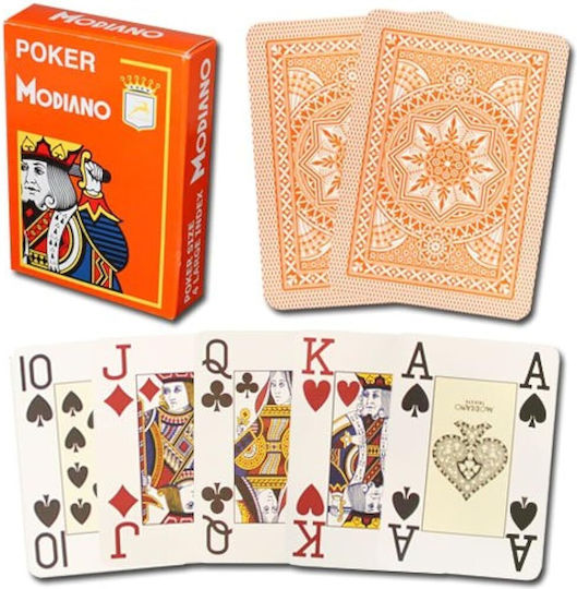 Modiano Poker 4 Jumbo Τράπουλα Πλαστική Καφέ