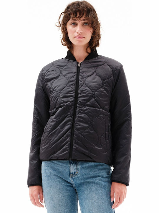 Women's Short Lifestyle Jacket Double Sided Waterproof for Winter Black Print / Black
