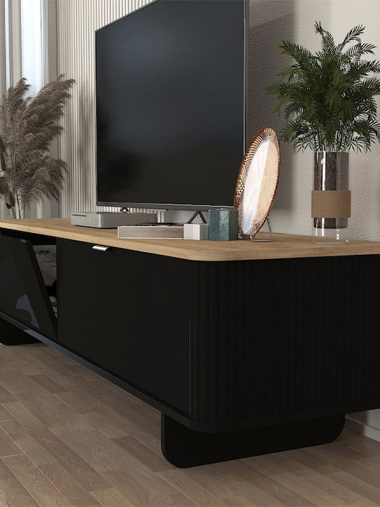 Έπιπλο Τηλεόρασης Bohema Μαύρο - Sepet Oak Μ180xΠ47xΥ45.6cm