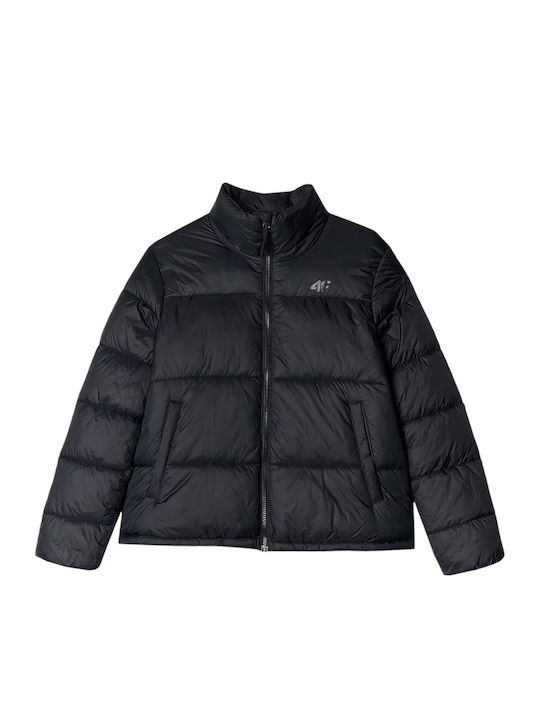 Κοντό Γυναικείο Puffer Μπουφάν για Χειμώνα Deep Black