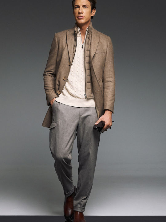 Herren Mantel Beige-brown