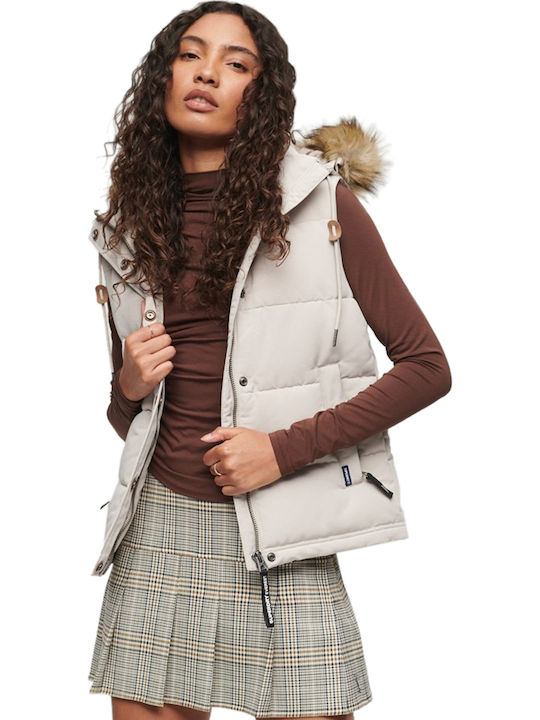 Everest Faux Women's Short Puffer Jacket for Winter Light Grey
