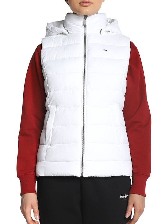 Kurz Damen Ärmellos Puffer Jacke Weiß