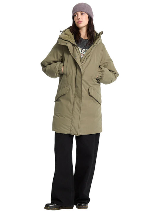 Sleepi Women's Parka Jacket for Winter with Hood Khaki