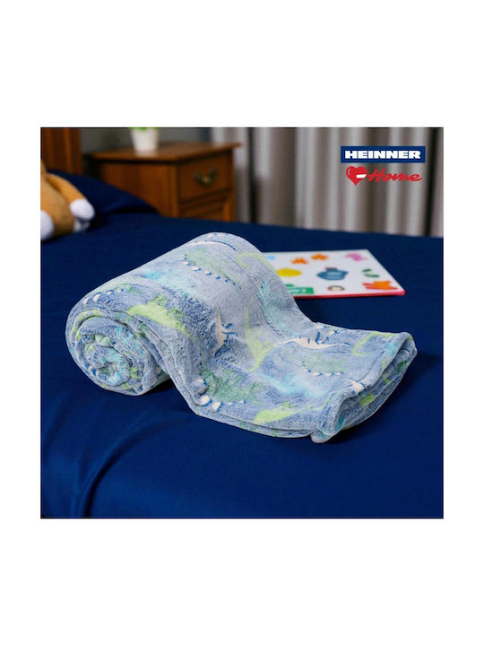 Heinner Blanket Dino Glowing Light Blue 200x160cm