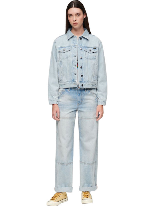 Women's Short Jean Jacket for Spring or Autumn Blue