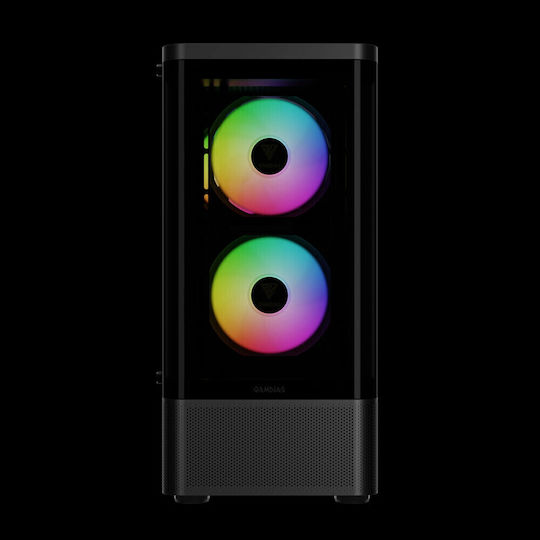 Gamdias Talos E3 CG Gaming Midi Tower Κουτί Υπολογιστή με Πλαϊνό Παράθυρο και RGB Φωτισμό Μαύρο