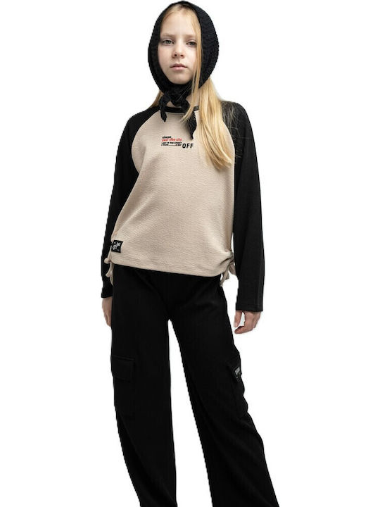 Kinder-Set mit Hose Winter 2Stück Beige-black