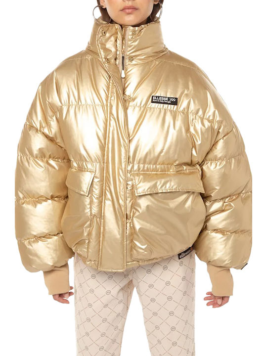 Vesuvio Κοντό Γυναικείο Puffer Μπουφάν για Χειμώνα Gold