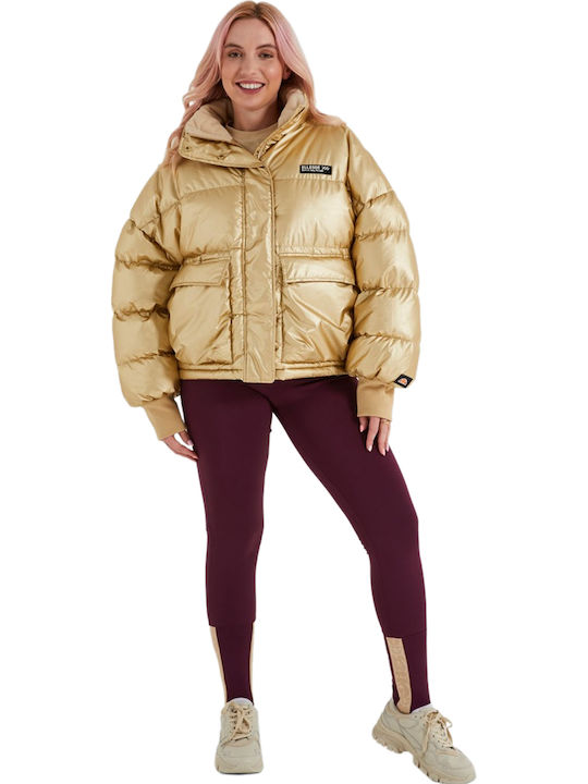 Vesuvio Κοντό Γυναικείο Puffer Μπουφάν για Χειμώνα Gold