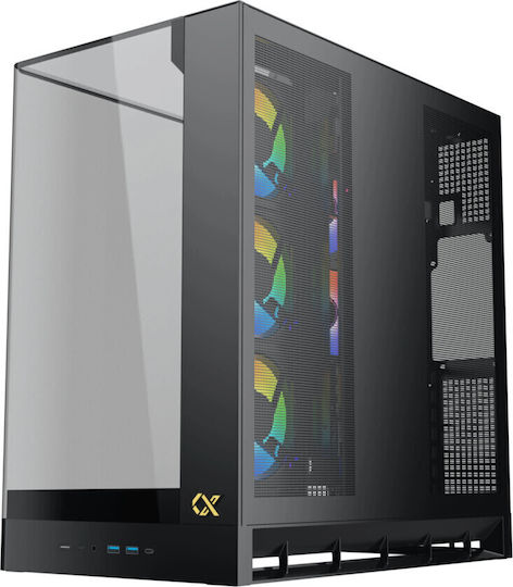 Xigmatek PANO II Геймърско бюро Midi Tower Компютърна кутия със страничен прозорец и ARGB осветление Черен