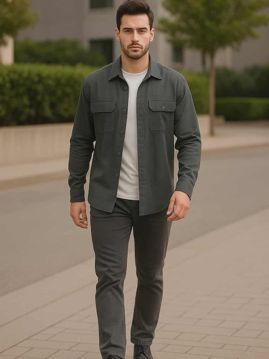 Cu mânecă lungă Denim Cămașă Dark Gray