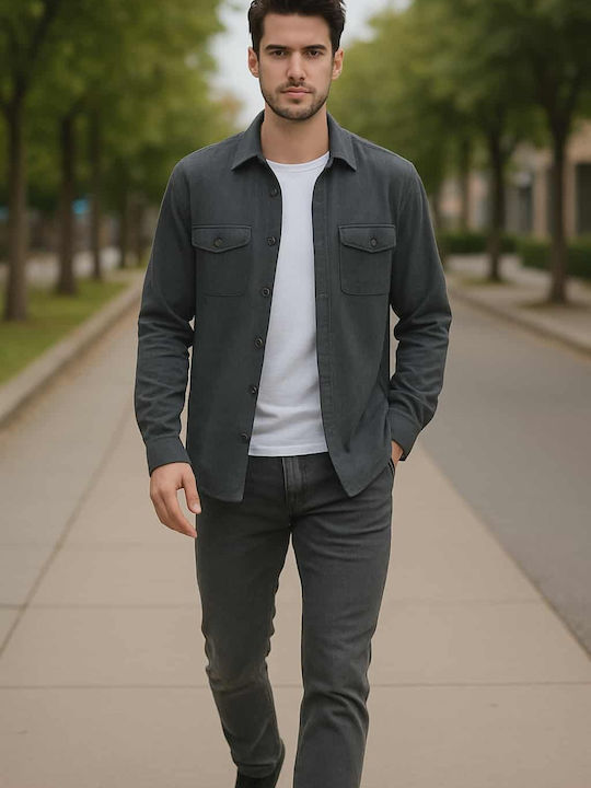 Cu mânecă lungă Denim Cămașă Dark Gray