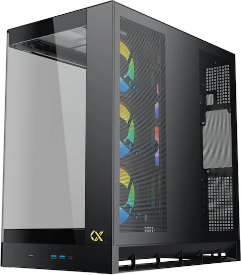 Xigmatek Pano II Air Геймърско бюро Midi Tower Компютърна кутия със страничен прозорец и ARGB осветление Черен