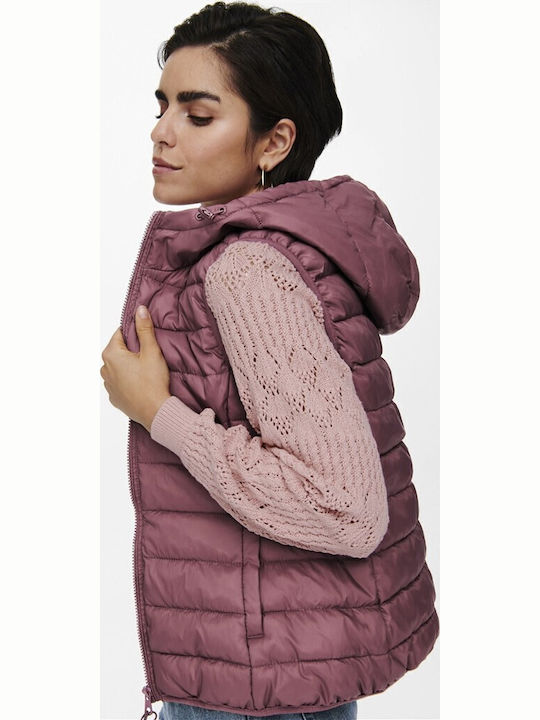 Kurz Damen Ärmellos Puffer Jacke für Winter Rosa
