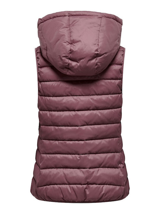 Kurz Damen Ärmellos Puffer Jacke für Winter Rosa