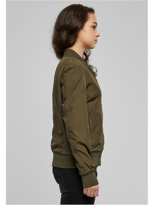 Kurz Damen Bomberjacke Dark Olive