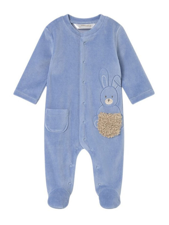 Mayoral Baby Bodysuit Set Long-Sleeved Velvet Light Blue 2pcs