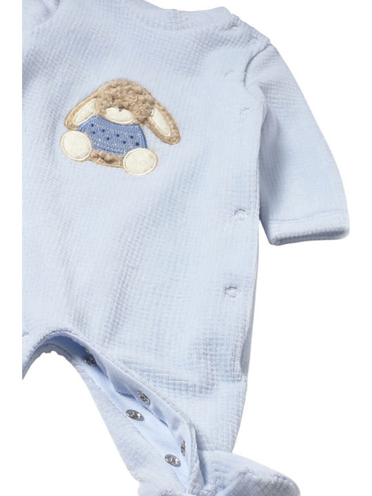 Mayoral Baby Bodysuit Set Long-Sleeved Velvet Light Blue 2pcs