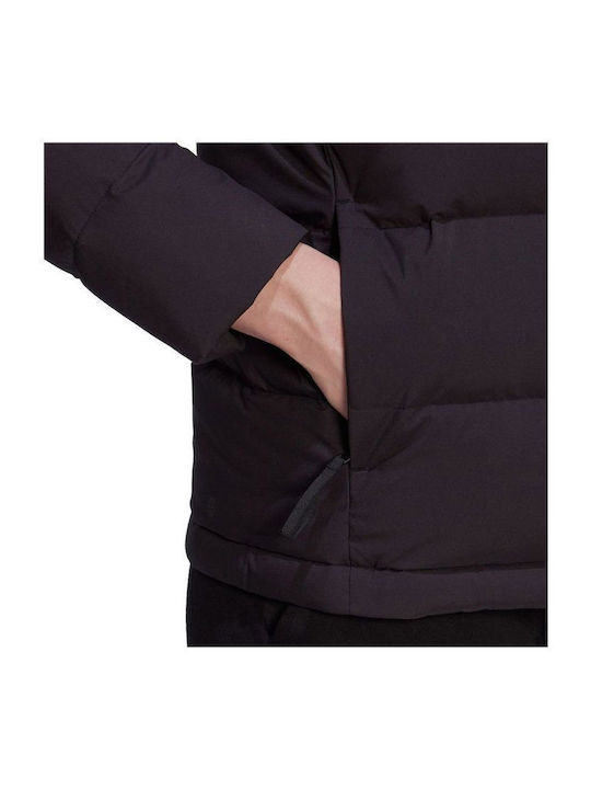 Helionic Women's for Hiking Short Puffer Jacket for Winter with Hood Black