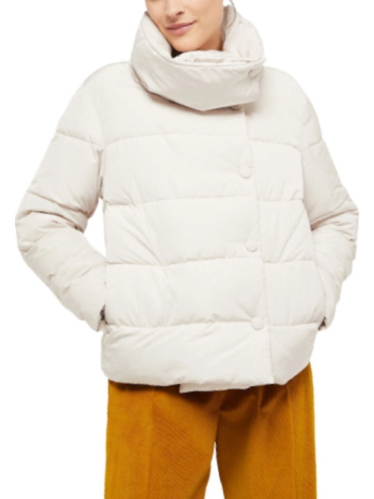 Kurz Damen Puffer Jacke für Winter Weiß
