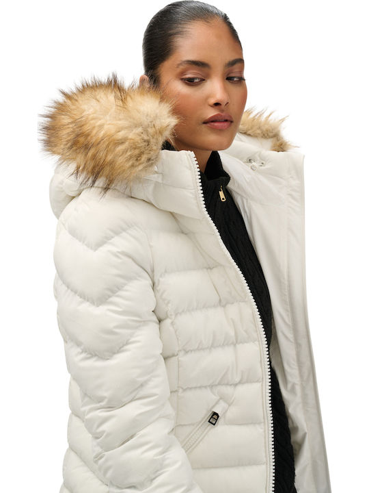 Ovin Fuji Γυναικείο Puffer Μπουφάν για Χειμώνα Λευκό