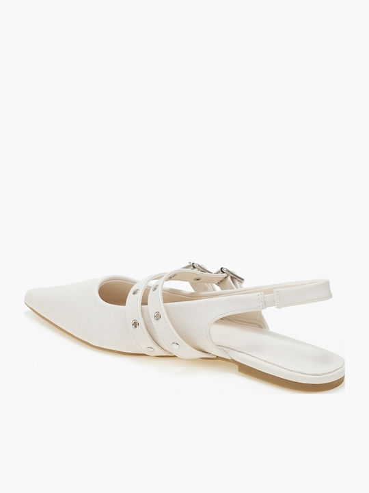 Pointy Slingback Ballerinas White