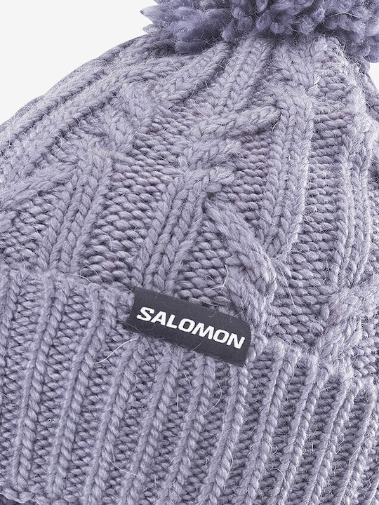 Pom Pom Beanie Γυναικείος Fleece Σκούφος Πλεκτός σε Μπλε χρώμα