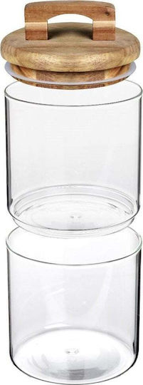Excellent Houseware Vază Utilizare Generală cu Capac Sticlă Transparentă 1300ml