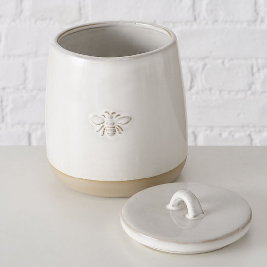 MSA Vase General Use with Lid made of Porcelain Beige 12x12x16cm
