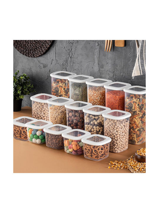 UnicUtil Set 15 Bucăți Vaze Utilizare Generală cu Capac Plastic Alb 10x9.5x10cm 15 Bucăți