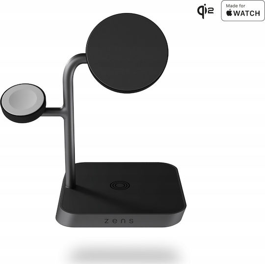 Încărcător wireless Zens Office Charger Pro 3 Qi2 25W pentru până la trei dispozitive compatibil Magsafe
