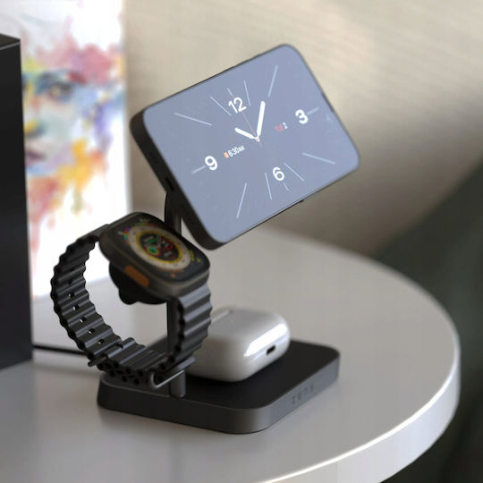 Încărcător wireless Zens Office Charger Pro 3 Qi2 25W pentru până la trei dispozitive compatibil Magsafe
