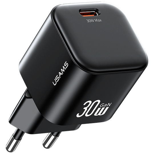 Usams Charger GaN with USB-C Port and Cable USB-C - Lightning 30W Power Delivery Whites (CC262)