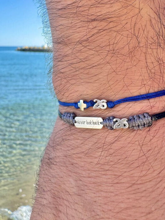 Bracelet Lucky Charm 26 Cross Macrame Blue
