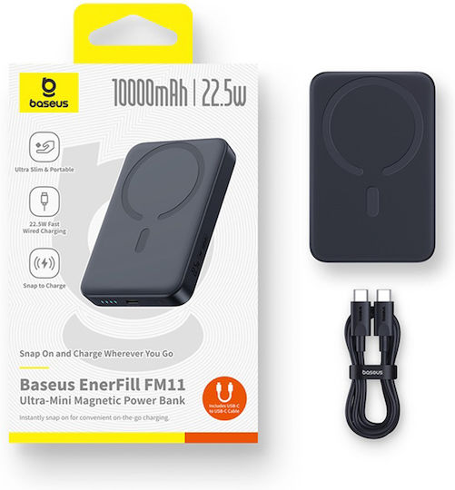 Baseus EnerFill FM11 MagSafe Power Bank 10000mAh 22.5W με Θύρα USB-C Power Delivery Μαύρο