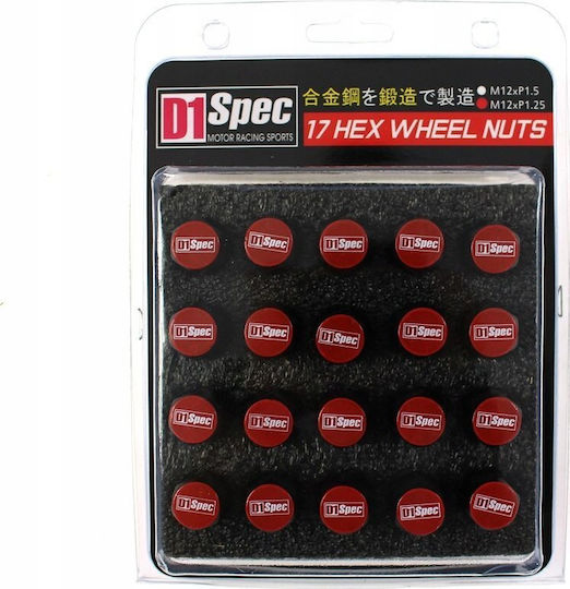 D1spec Forged Nuts D1spec Alu M12x1.25 Black Red