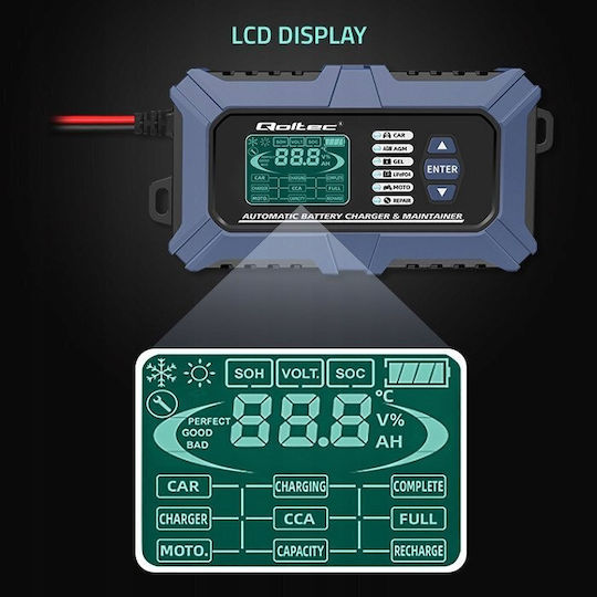 Qoltec Зарядно за автомобилна батерия 12V