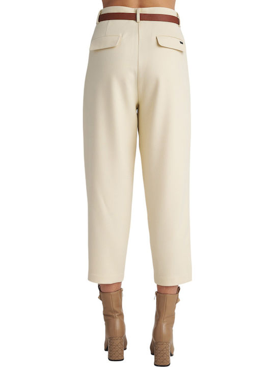 Pant Dama Tesatura Pantaloni Sub-white