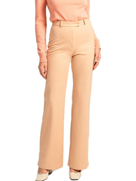 Romina Women's Fabric Trousers Regular Fit Salmon