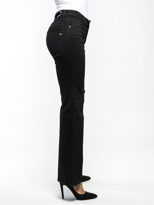 Beatrice Damenjeans Schlaghose in Schlanker Passform Schwarz