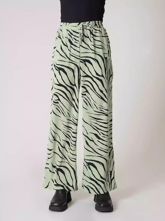 Women's Fabric Trousers with Elastic Green