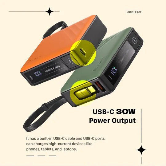 Adam Gravity Power Bank 10000mAh 30W με Θύρα USB-A Πράσινο