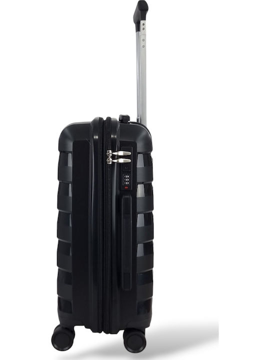 Seagull Cabin Travel Suitcase Hard Black with 4 Wheels Height 55cm SG180-S-55-Black