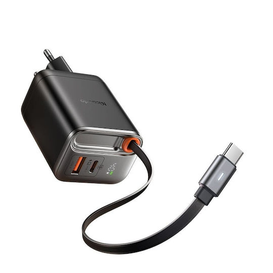 Mcdodo Charger GaN with USB-A Port and USB-C Port and Cable USB-C 40W Power Delivery Blacks (FreeGo CH-4281)