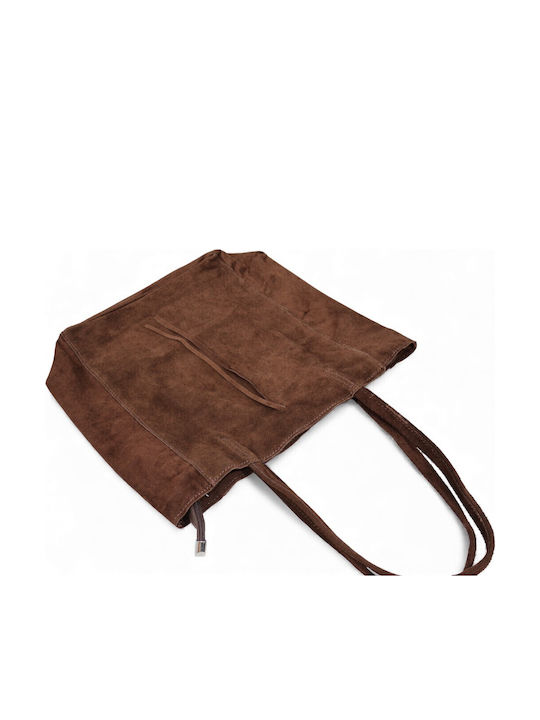 Damentasche aus Leder Schulter Wildleder Braun