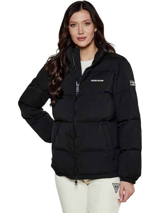 Κοντό Γυναικείο Puffer Μπουφάν για Χειμώνα Black