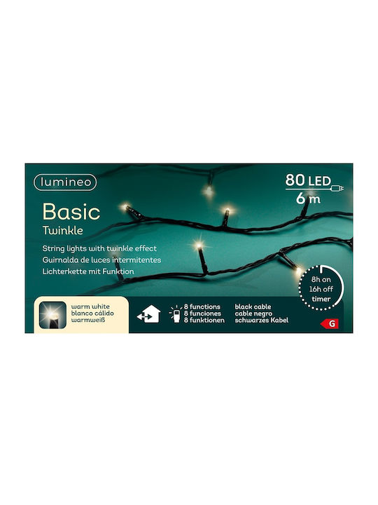 80 Lights LED 6m. Warm White in String 1pcs